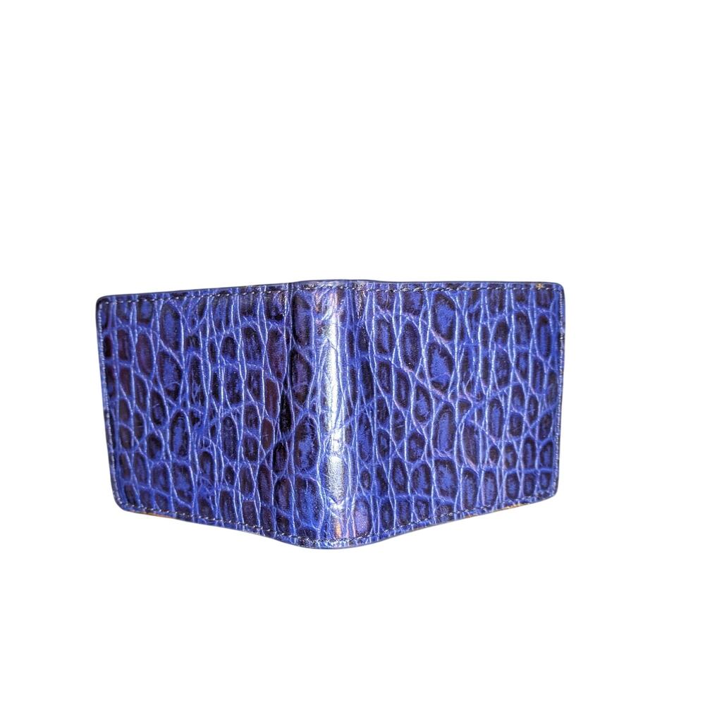 Cole Haan Blue Bifold Wallet Crafted From Genuine Alligator